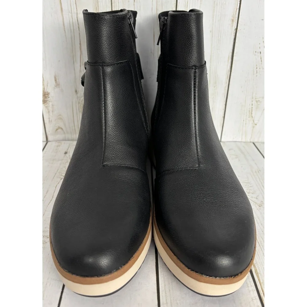 Clarks Zylah Rose Womens Black Leather Chain‎ Wedge Ankle Boots Size 7M
